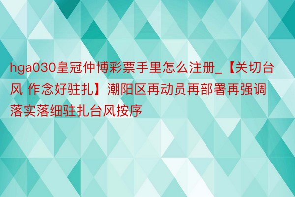 hga030皇冠仲博彩票手里怎么注册_【关切台风 作念好驻扎】潮阳区再动员再部署再强调  落实落细驻扎台风按序